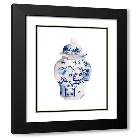 Indigo Vase II Black Modern Wood Framed Art Print with Double Matting by Wang, Melissa