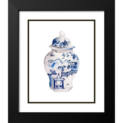 Indigo Vase II Black Modern Wood Framed Art Print with Double Matting by Wang, Melissa