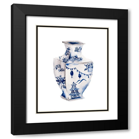 Indigo Vase III Black Modern Wood Framed Art Print with Double Matting by Wang, Melissa