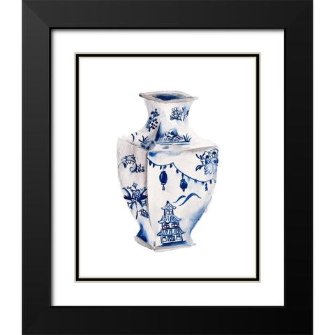 Indigo Vase III Black Modern Wood Framed Art Print with Double Matting by Wang, Melissa