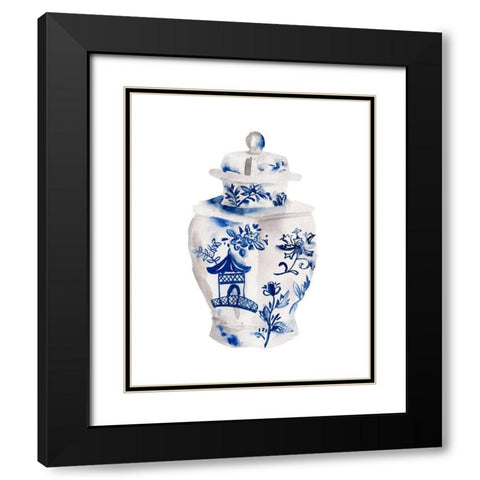 Indigo Vase IV Black Modern Wood Framed Art Print with Double Matting by Wang, Melissa