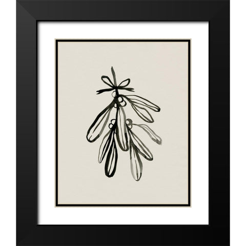 Mistletoe Sketch with Bows I Black Modern Wood Framed Art Print with Double Matting by Caroline, Emma