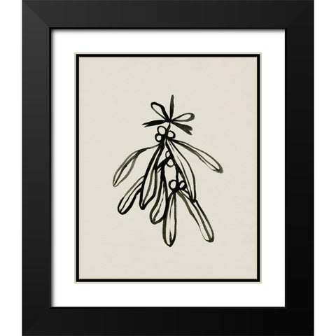 Mistletoe Sketch with Bows II Black Modern Wood Framed Art Print with Double Matting by Caroline, Emma