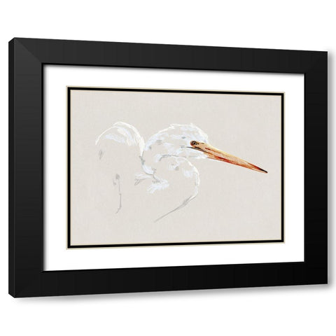 Bright Egret Sketch I Black Modern Wood Framed Art Print with Double Matting by Caroline, Emma