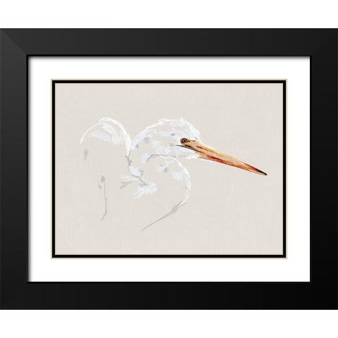Bright Egret Sketch I Black Modern Wood Framed Art Print with Double Matting by Caroline, Emma