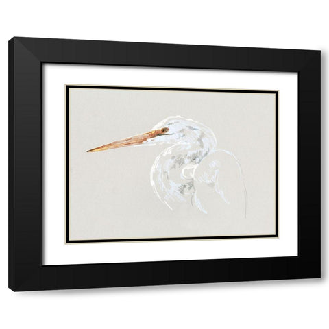 Bright Egret Sketch II Black Modern Wood Framed Art Print with Double Matting by Caroline, Emma