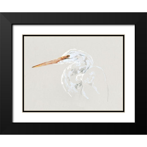 Bright Egret Sketch II Black Modern Wood Framed Art Print with Double Matting by Caroline, Emma