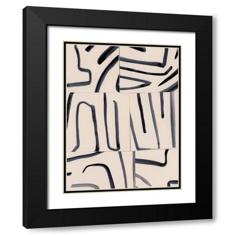Spliced Lines I Black Modern Wood Framed Art Print with Double Matting by Barnes, Victoria