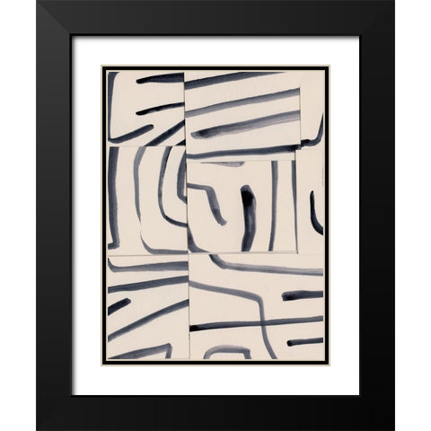 Spliced Lines II Black Modern Wood Framed Art Print with Double Matting by Barnes, Victoria