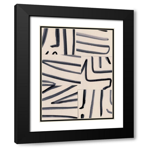 Spliced Lines III Black Modern Wood Framed Art Print with Double Matting by Barnes, Victoria