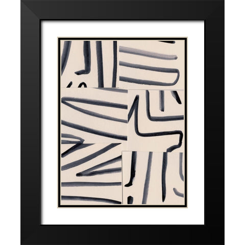 Spliced Lines III Black Modern Wood Framed Art Print with Double Matting by Barnes, Victoria