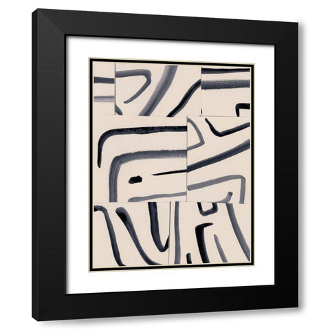 Spliced Lines IV Black Modern Wood Framed Art Print with Double Matting by Barnes, Victoria