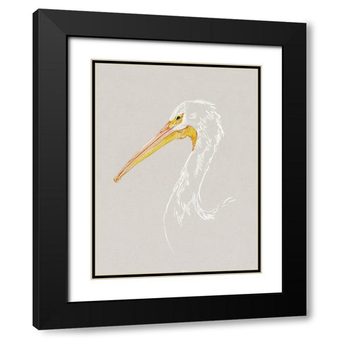 Bright Pelican Sketch I Black Modern Wood Framed Art Print with Double Matting by Caroline, Emma