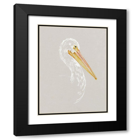 Bright Pelican Sketch II Black Modern Wood Framed Art Print with Double Matting by Caroline, Emma