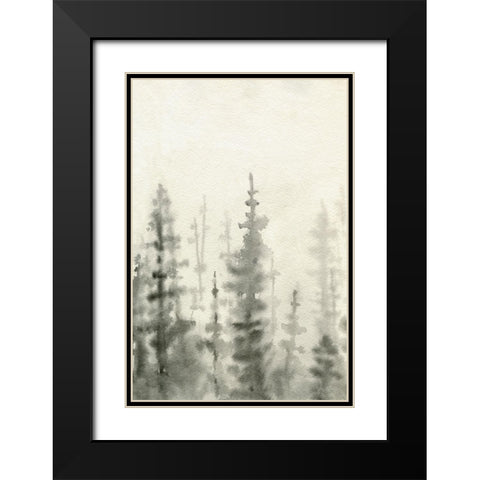 Ink Pine Woods I Black Modern Wood Framed Art Print with Double Matting by Caroline, Emma