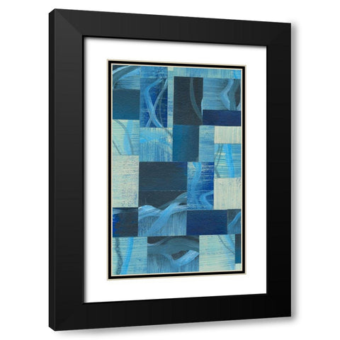 Denim Blocks I Black Modern Wood Framed Art Print with Double Matting by Moore, Regina