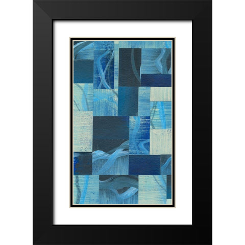 Denim Blocks I Black Modern Wood Framed Art Print with Double Matting by Moore, Regina