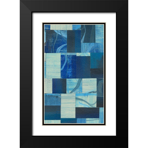 Denim Blocks II Black Modern Wood Framed Art Print with Double Matting by Moore, Regina