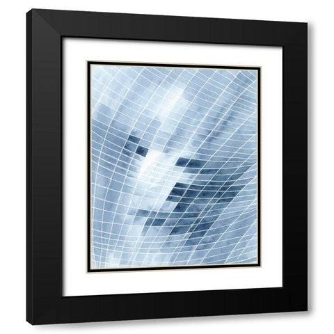 Blue Grid I Black Modern Wood Framed Art Print with Double Matting by Moore, Regina