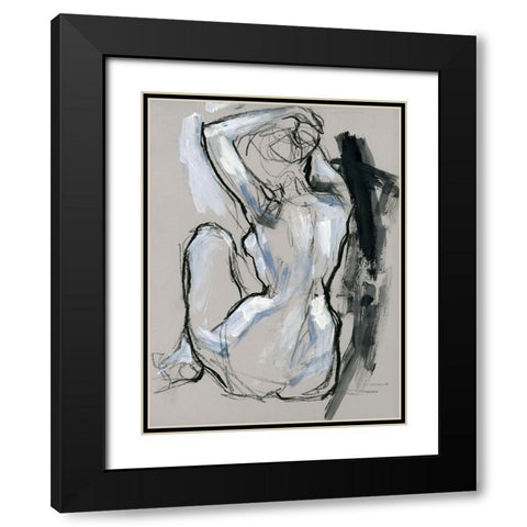Onyx Gestures I Black Modern Wood Framed Art Print with Double Matting by Parker, Jennifer Paxton
