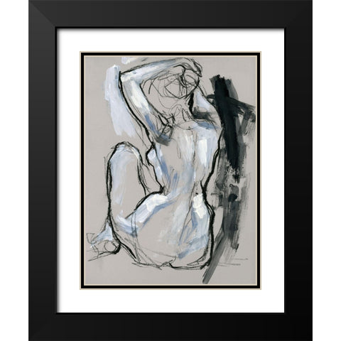 Onyx Gestures I Black Modern Wood Framed Art Print with Double Matting by Parker, Jennifer Paxton