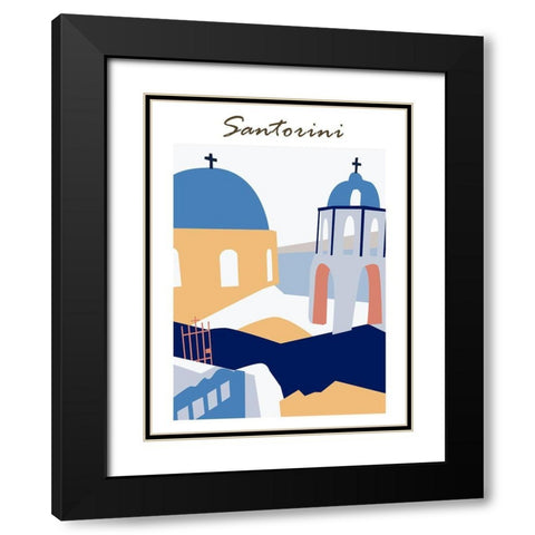 Santorini Greece I Black Modern Wood Framed Art Print with Double Matting by Wang, Melissa