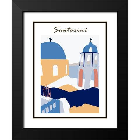 Santorini Greece I Black Modern Wood Framed Art Print with Double Matting by Wang, Melissa