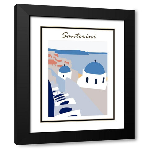 Santorini Greece II Black Modern Wood Framed Art Print with Double Matting by Wang, Melissa