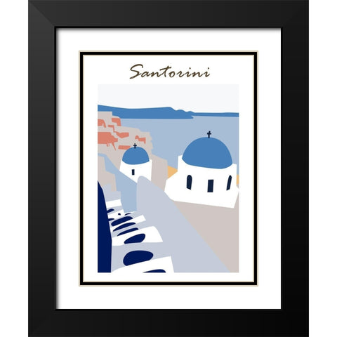 Santorini Greece II Black Modern Wood Framed Art Print with Double Matting by Wang, Melissa