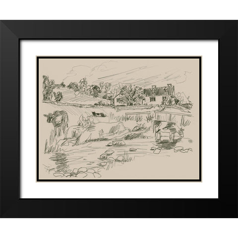 Sepia Scenes II Black Modern Wood Framed Art Print with Double Matting by Vess, June Erica