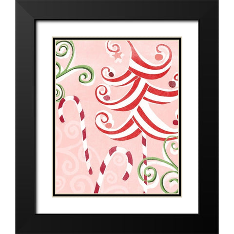 Candy Cane Holiday II Black Modern Wood Framed Art Print with Double Matting by Vess, June Erica
