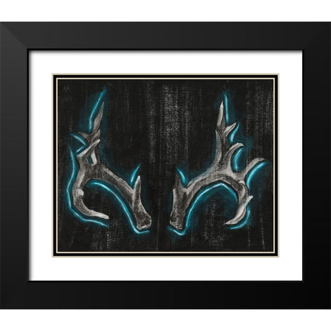Neon Antlers II Black Modern Wood Framed Art Print with Double Matting by Harper, Ethan
