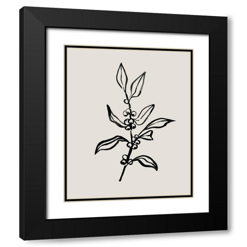 Loose Holly Sketch II Black Modern Wood Framed Art Print with Double Matting by Caroline, Emma