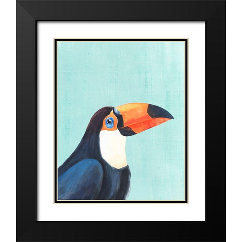 Exotic Bird on Blue II Black Modern Wood Framed Art Print with Double Matting by Warren, Annie