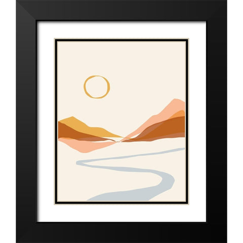 Geo Landscape Line I Black Modern Wood Framed Art Print with Double Matting by Barnes, Victoria