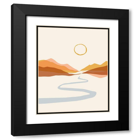 Geo Landscape Line II Black Modern Wood Framed Art Print with Double Matting by Barnes, Victoria