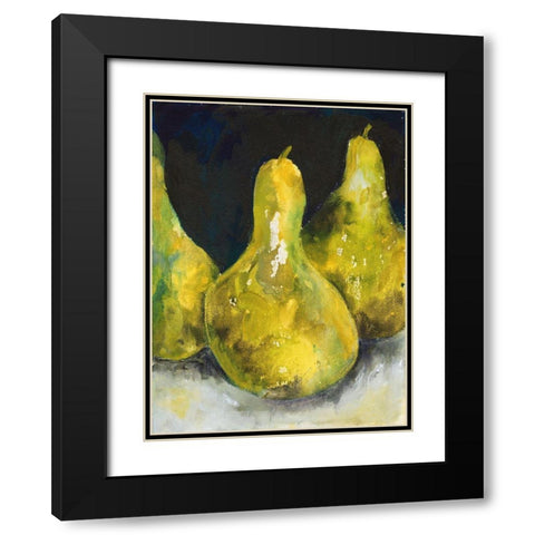 Pear Together II Black Modern Wood Framed Art Print with Double Matting by Combs, Joyce