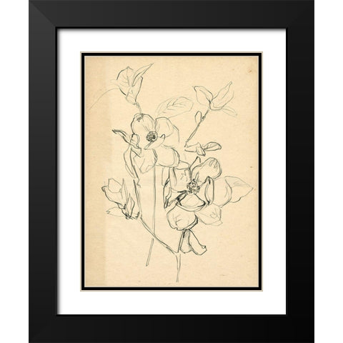 Contour Flower Sketch II Black Modern Wood Framed Art Print with Double Matting by Parker, Jennifer Paxton