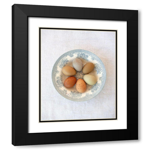 Rainbow Eggs on Blue Plate Black Modern Wood Framed Art Print with Double Matting by Soderman, Tania