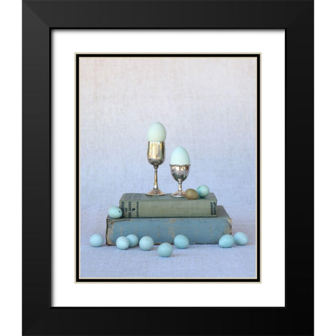 Egg Cups on Books Black Modern Wood Framed Art Print with Double Matting by Soderman, Tania