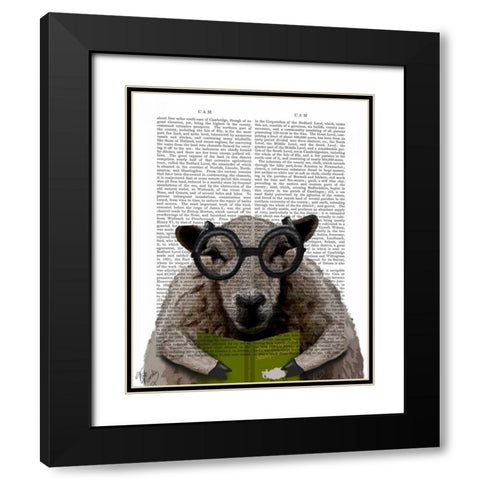 Intelligent Sheep Black Modern Wood Framed Art Print with Double Matting by Fab Funky