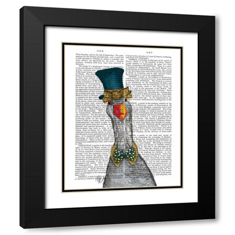 Goose in Blue Hat Black Modern Wood Framed Art Print with Double Matting by Fab Funky