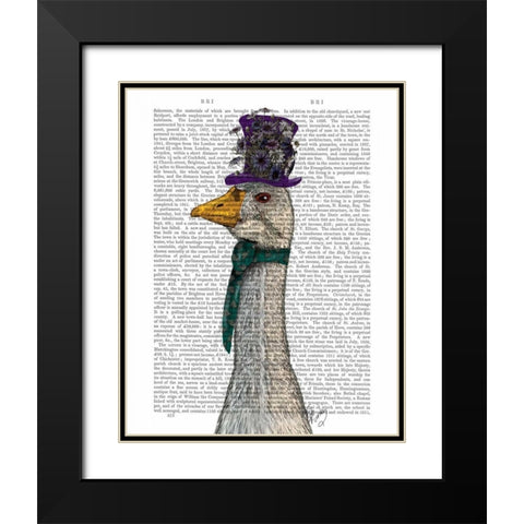 Goose in Purple Hat Black Modern Wood Framed Art Print with Double Matting by Fab Funky