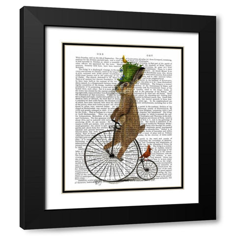 March Hare on Penny Farthing Black Modern Wood Framed Art Print with Double Matting by Fab Funky