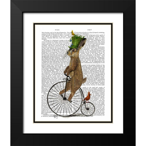 March Hare on Penny Farthing Black Modern Wood Framed Art Print with Double Matting by Fab Funky