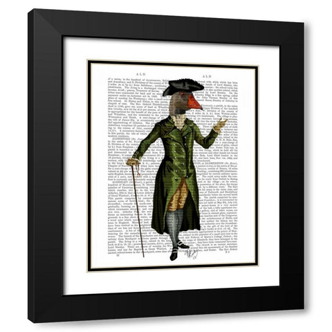 Goose in Green Regency Coat Black Modern Wood Framed Art Print with Double Matting by Fab Funky