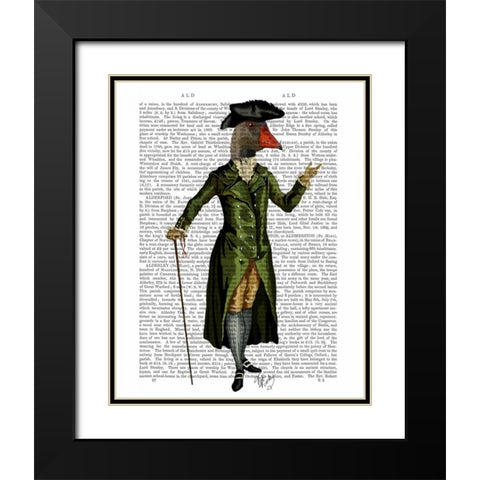 Goose in Green Regency Coat Black Modern Wood Framed Art Print with Double Matting by Fab Funky
