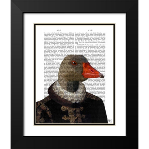 Elizabethan Goose in a Ruff Black Modern Wood Framed Art Print with Double Matting by Fab Funky