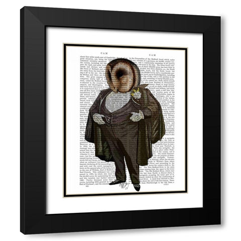 Owl At the Opera Black Modern Wood Framed Art Print with Double Matting by Fab Funky