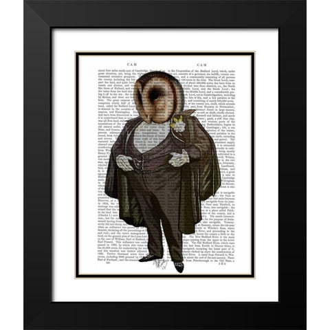 Owl At the Opera Black Modern Wood Framed Art Print with Double Matting by Fab Funky